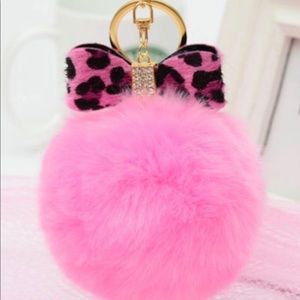 Pink Animal Print Bow Purse Charm Keychain New
